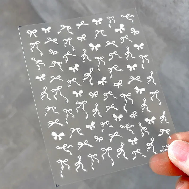 Cute 5D Bow Nail Stickers Set - Self-Adhesive Nail Art Decals for DIY Manicure