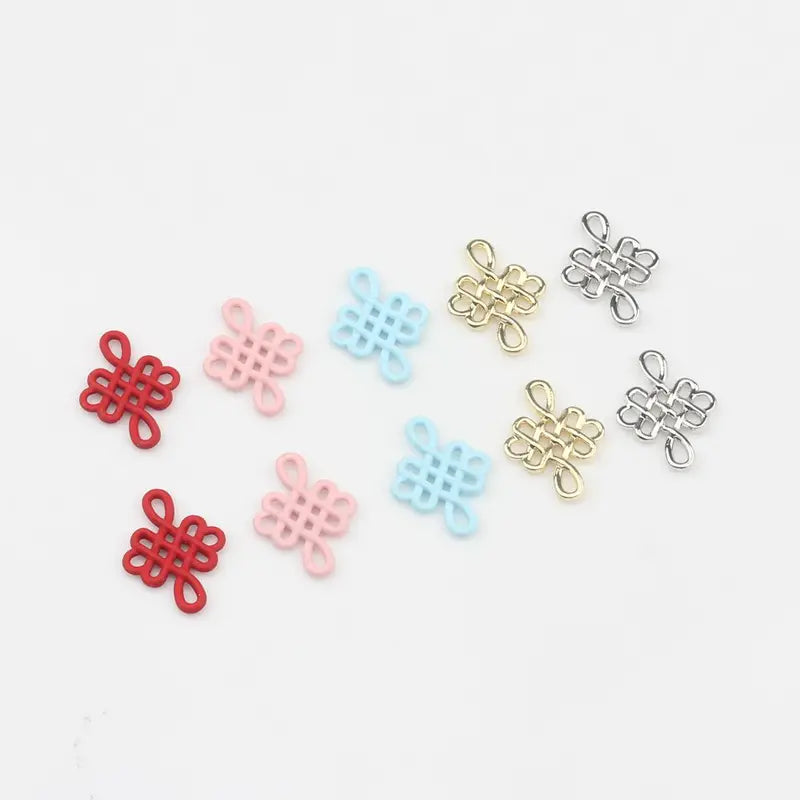 10pcs Zinc Alloy Charms for DIY Jewelry Making Enamel Chinese Knot Connectors