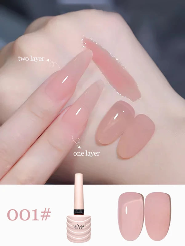 Nail Art Gel Polish Set - Nude Pink, Transparent & Popular Colors, 30 Pieces