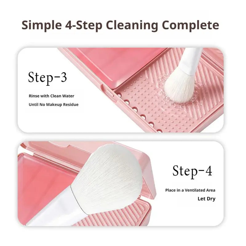 Makeup Brush Cleaning Kit with Sponge & Lip Brush - Portable Cosmetic Tool Cleaner