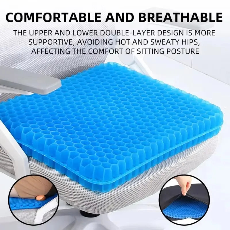 Ergonomic Honeycomb Gel Seat Cushion for Back & Tailbone Relief - Universal Fit