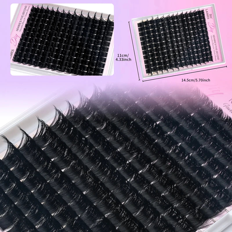 14 Rows Individual Mink Eyelash Clusters for Natural Volume & Extension Makeup
