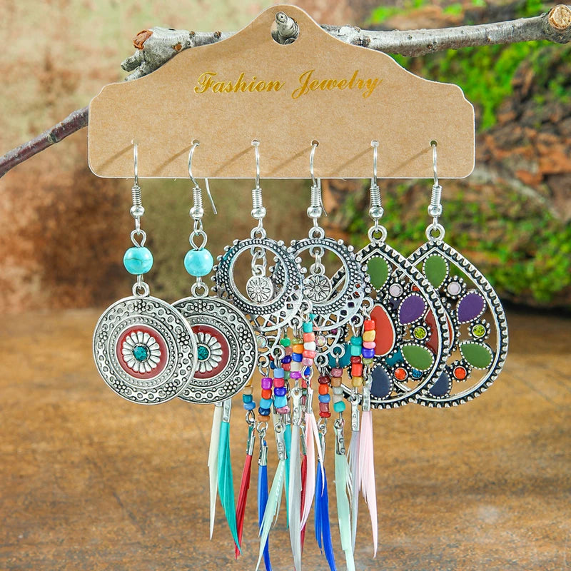Boho Style Women's Geometric Dangle Earrings - Multi-Style Party Jewelry