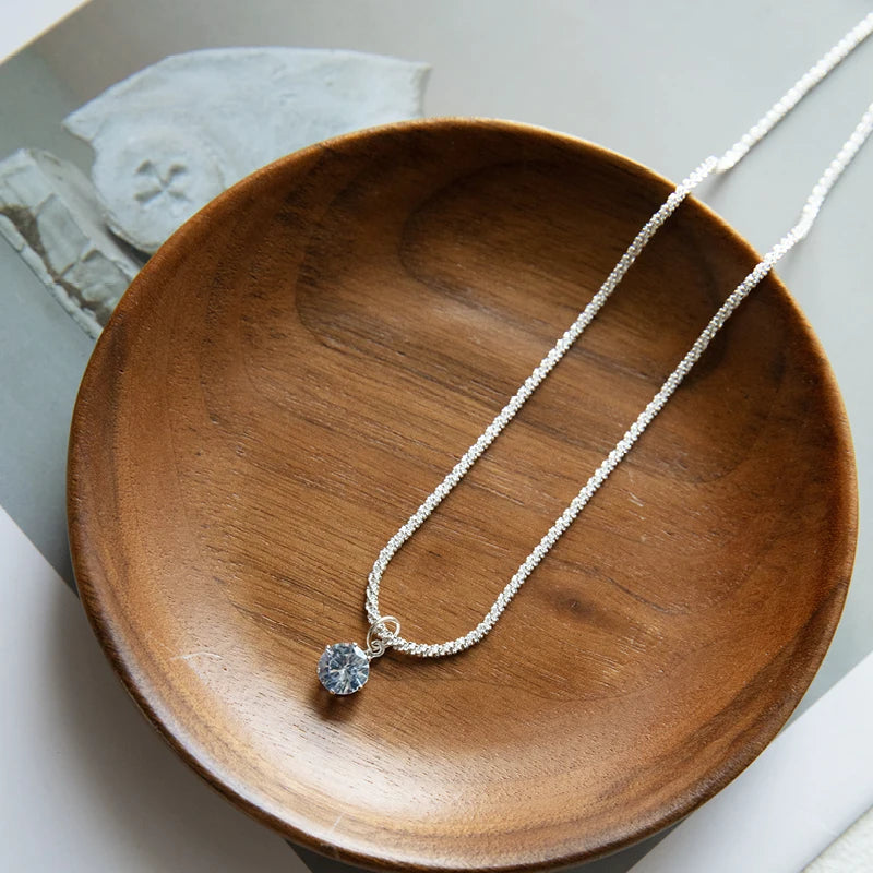 Sterling Silver Plated Necklace with AAA Zircon Clavicle Chain for Women - Wedding Jewelry
