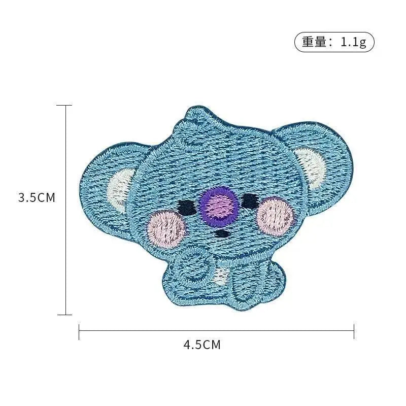 BT21 Cartoon Cute Embroidered Patch Sticker for Clothing Backpack Repair Self-Adhesive Fan Support