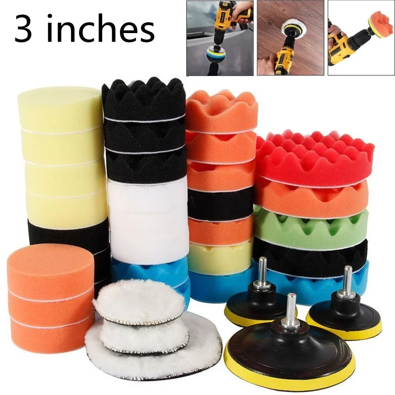 Car Polishing Sponge Pads Kit Foam Buffer Buffing Machine Wax Pads for Auto Motorcycle