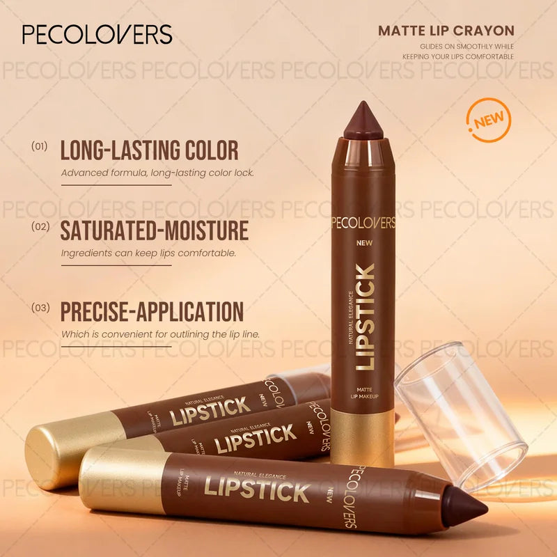 6PCS Waterproof Matte Lipstick Pencil Set - Long-Lasting Lip Contour & Lipliner