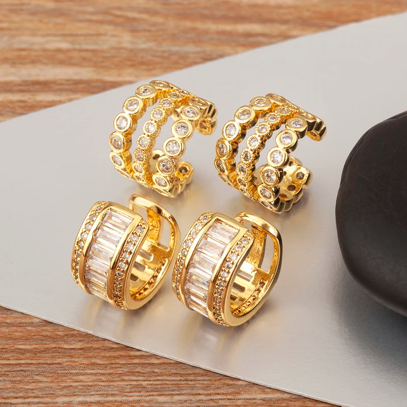 Multilayer Butterfly & Star Clip Earrings for Women - No Piercing Jewelry, Zircon Sparkle
