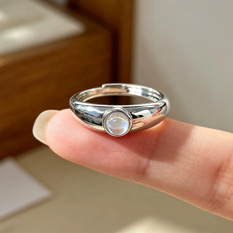 Moonstone Adjustable Finger Ring for Women Girl Jewelry Gift Party Daily
