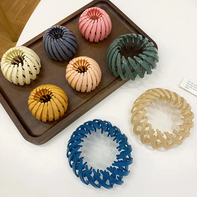 Women Bun Claw Clips Ponytail Hair Accessories Bird Nest Expandable Hair Claw