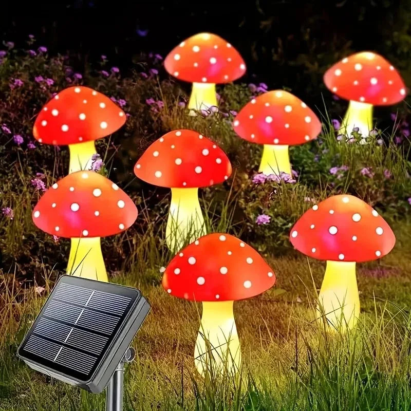 Solar Mushroom Garden Lights - 8 Modes Waterproof Outdoor Yard Decor