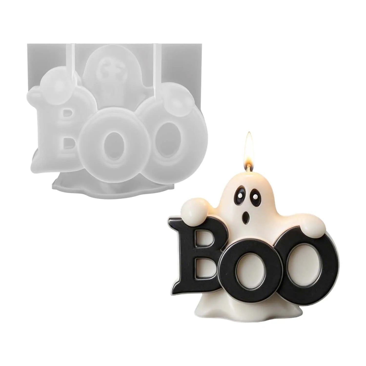 Halloween Ghost Silicone Candle Mold for DIY Wax, Soap, Resin Crafts - Boo Spirit Decor