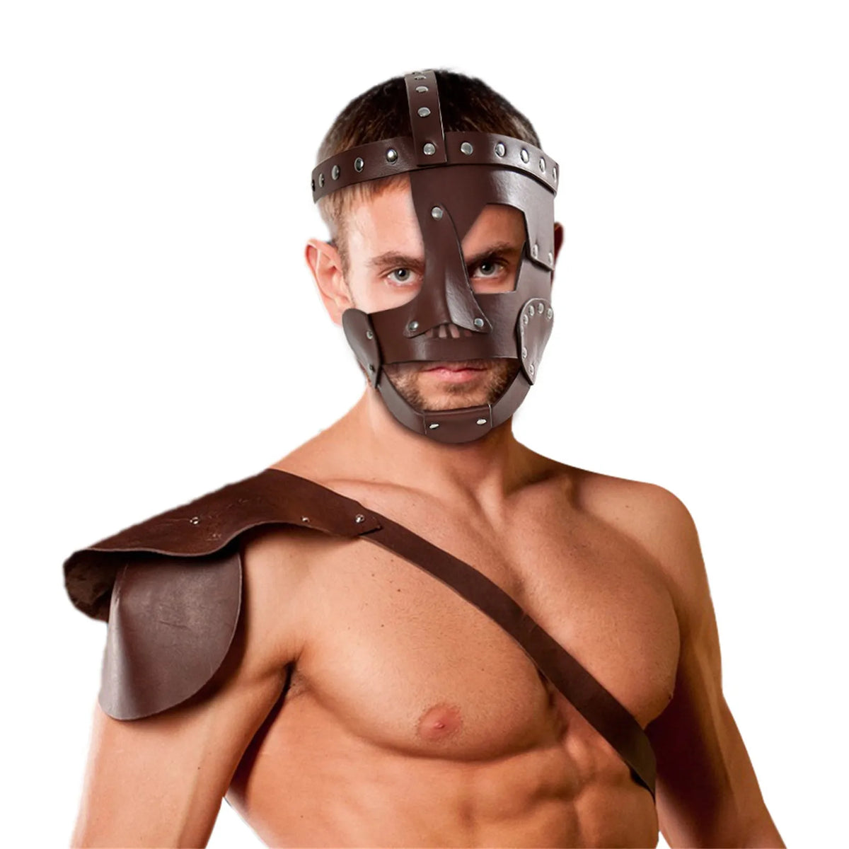 Vintage Claret Leather Mask Medieval Renaissance Costume Mask for Halloween Cosplay