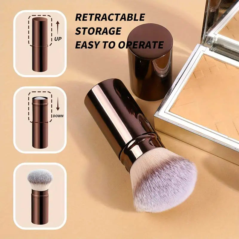 Extendable Makeup Brushes Set - 3pcs Synthetic Face Brush Kit for Liquid Cosmetics