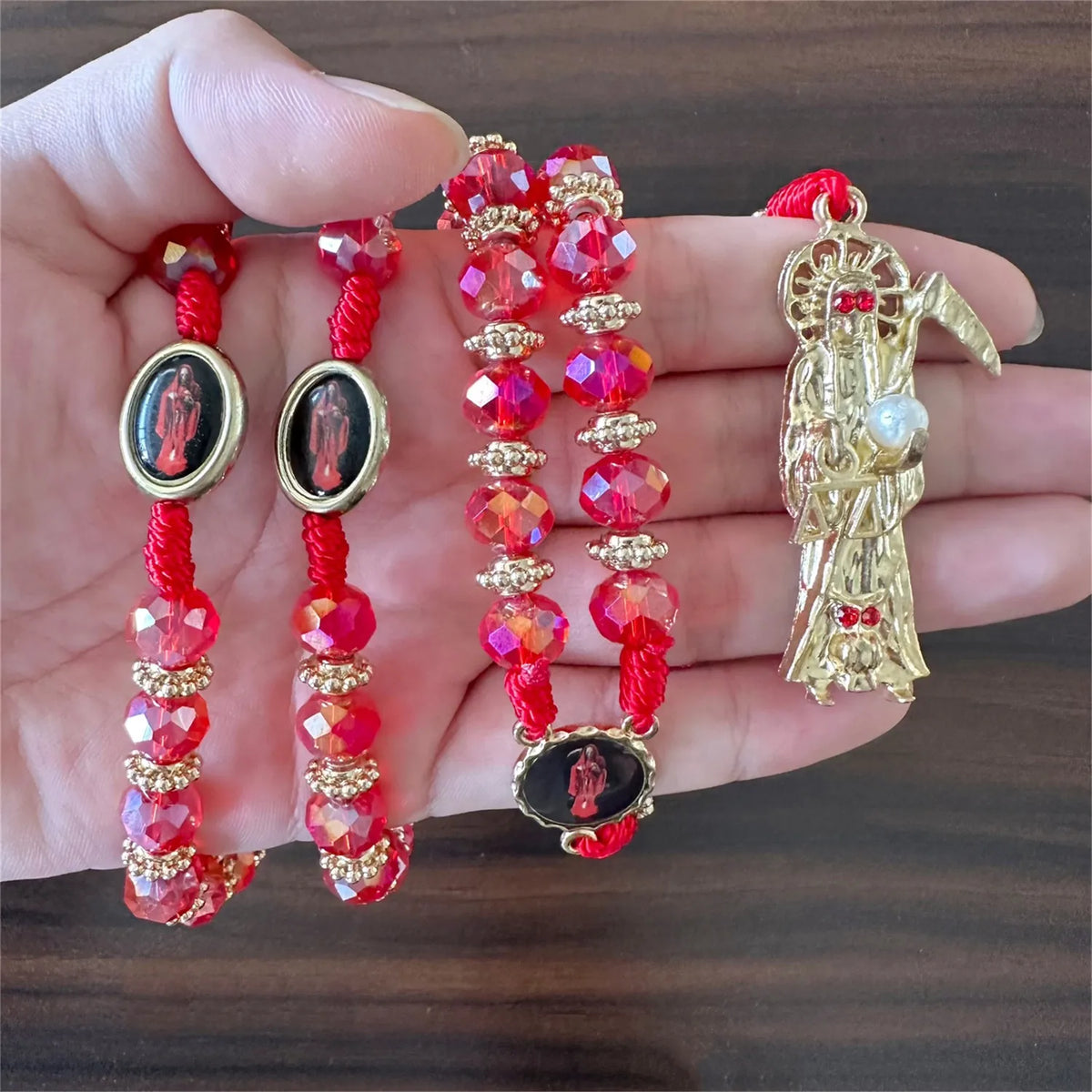 Holy Death Rosary Necklace - Santa Muerte Collar for Men Women - Gift
