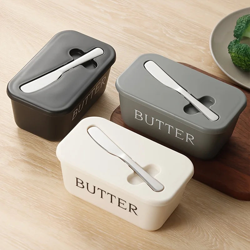 Butter Storage Box with Knife - Sealed Cheese Butter Dish for Tableware