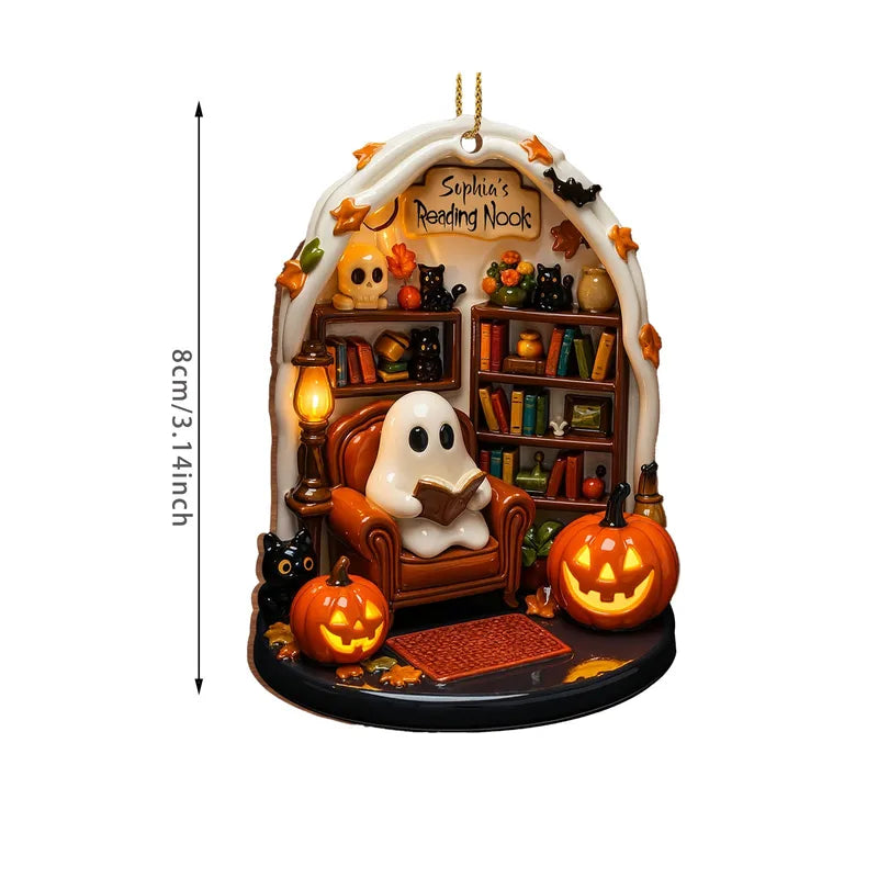 Halloween Ghost Reading Flat Acrylic Ornament Festival Party Decor