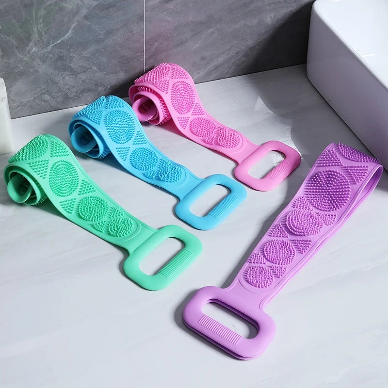 Silicone Back Massage & Exfoliating Bath Sponge - Shower Body Scrubber