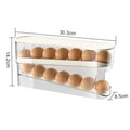 Double Layer Egg Storage Box with Automatic Rolling Dispenser Refrigerator Egg Organizer