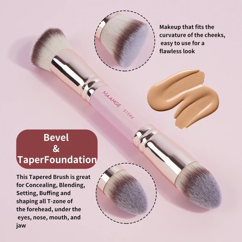 4-Piece Makeup Brush Set with Storage Box - Dual-Ended Foundation & Blush Brushes for Beginners Travel