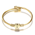 Initial Letter Alphabet Heart Charm Cuff Bracelet for Women - Stainless Steel Jewelry