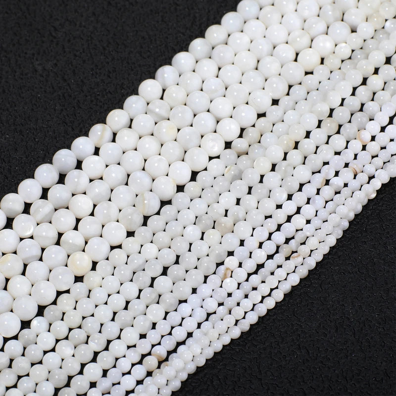 Natural White Freshwater Shell Pearl Beads for Jewelry Making - Round Spacer Beads