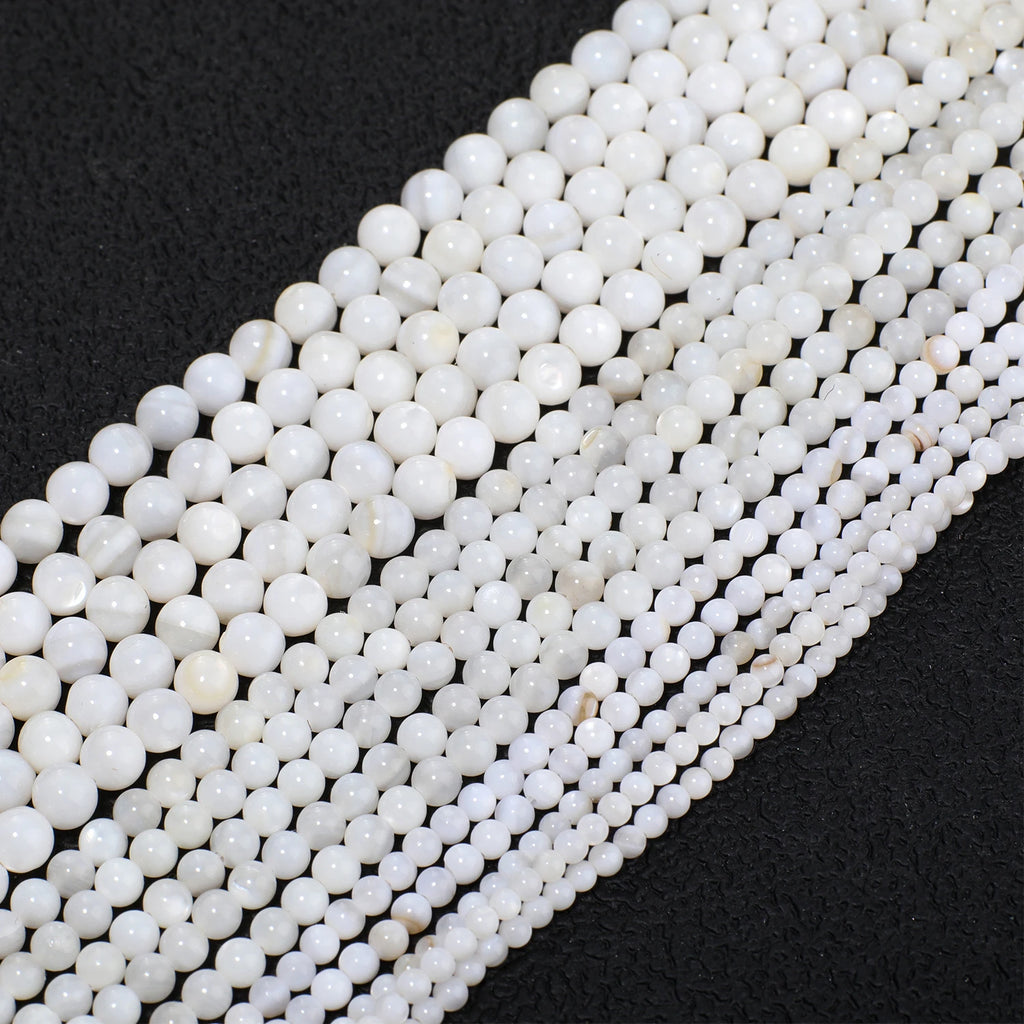 Natural White Freshwater Shell Pearl Beads for Jewelry Making - Round Spacer Beads