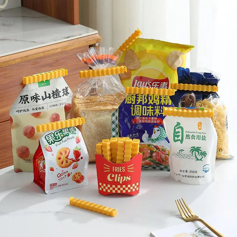 12PCS Magnetic Food Sealing Clips French Fry Shape Snack Bag Holders