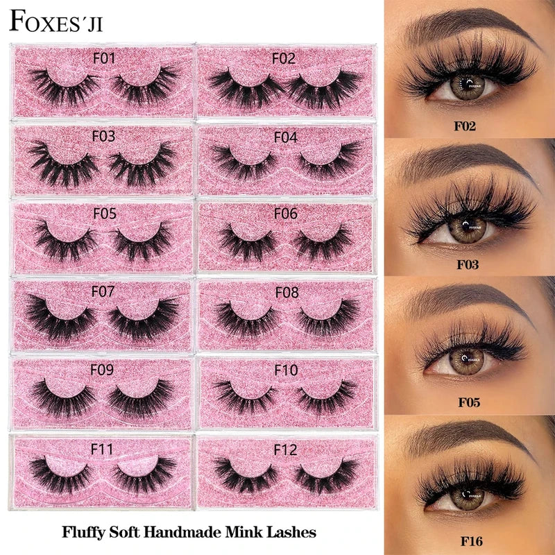 Dramatic Fluffy Mink Eyelashes - Natural 3D Cross Strip Lashes for Makeup