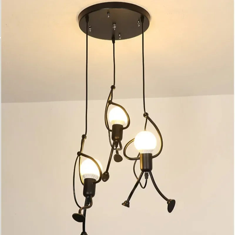 Retro Wrought Iron Chandelier for Restaurant Cafe Living Room Modern Creative Lighting