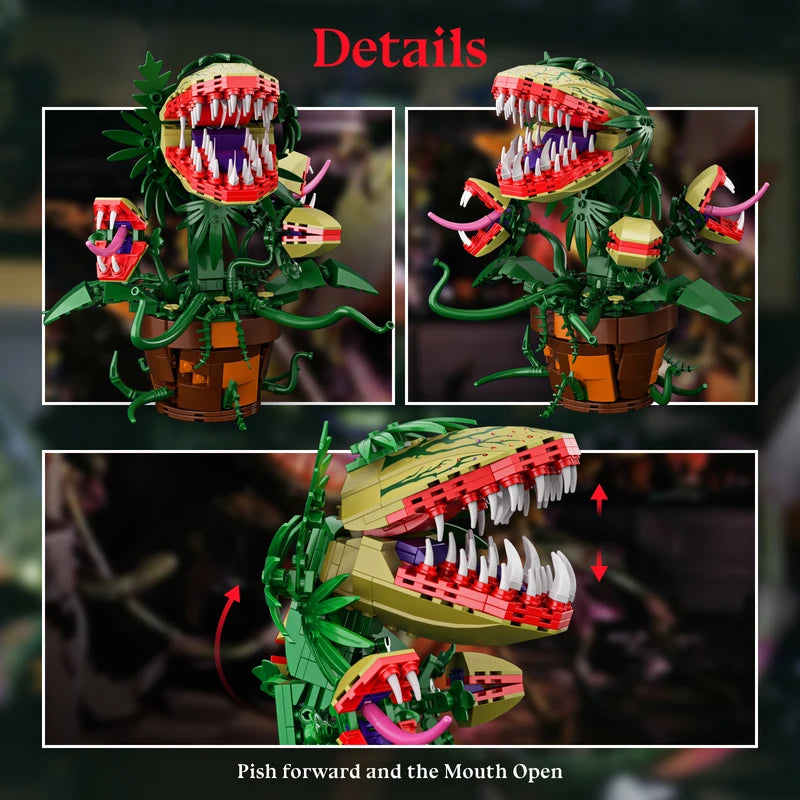 Piranha Plant Audrey II Building Blocks Set - Horror Flower Shop Decor, Halloween & Christmas Gift, 629 Pieces