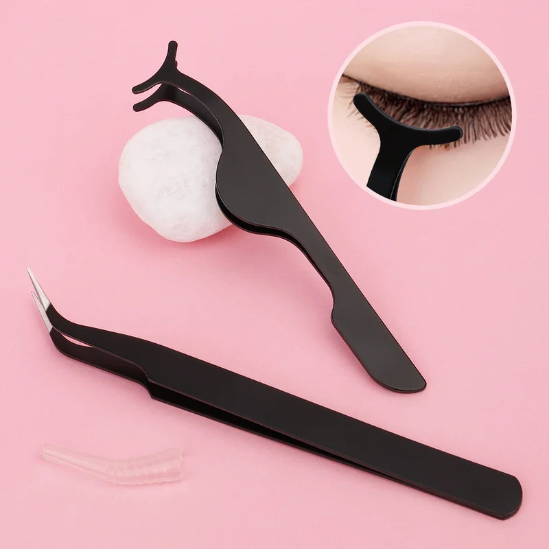 3-Piece Eyelash Tool Set with Storage Box - False Eyelash & Brush Assistance