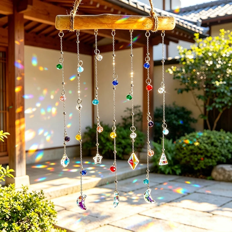 Crystal Suncatcher Rainbow Wind Chimes - Outdoor Home Garden Decor