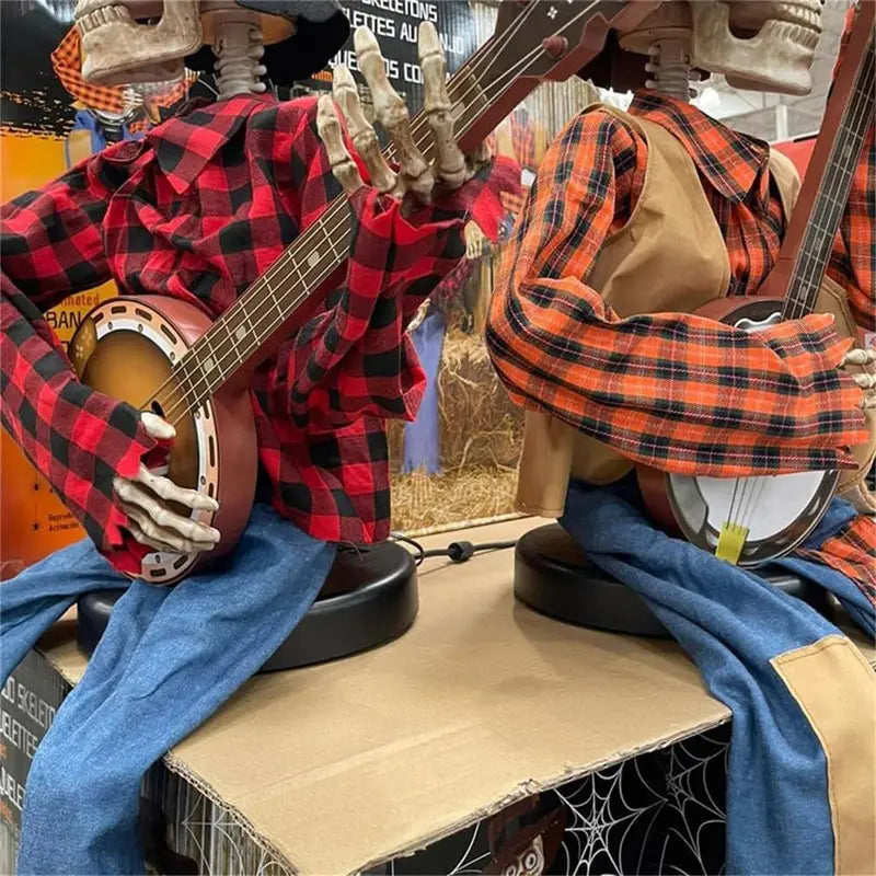 Halloween Animatronic Skeletons with Banjo - Indoor & Outdoor Yard Decor