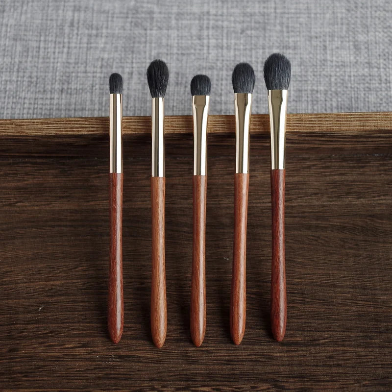 Professional Handmade Makeup Brush Set - Soft Saikoho Goat Hair Eye Shadow Blending Brushes with Rosewood Handles