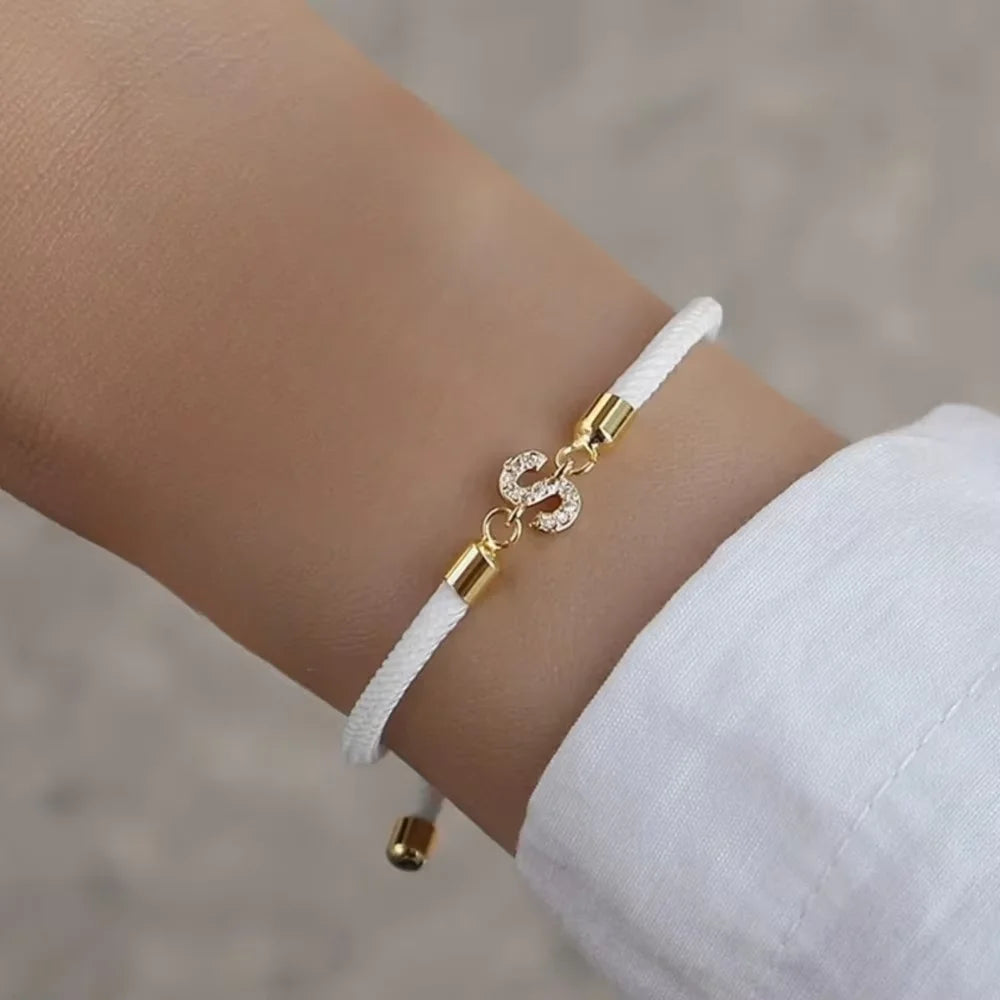 Initial Heart Charm Letter Link Bracelet for Women - Customizable Jewelry Gift