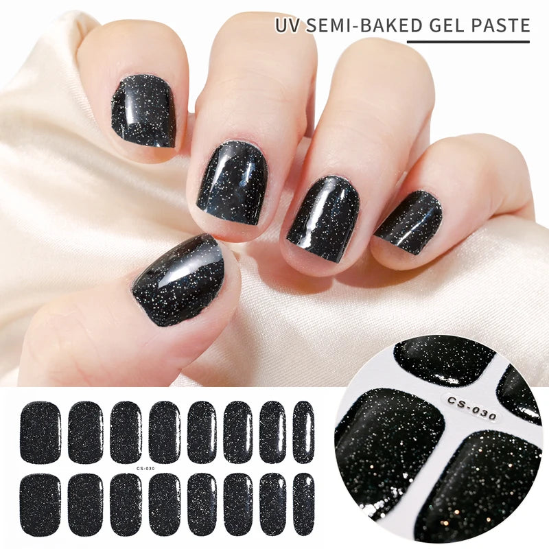 Semi-Cured Nail Art Sticker Full Cover Gel Decal for Manicure - Assorted Patterns