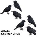 Lifelike Black Crow Garden Ornament for Pest Control Halloween Yard Decor