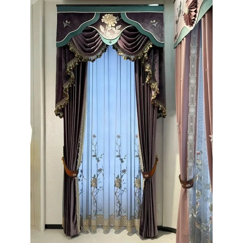 Elegant Gauze Curtains with Embroidered Lace for Living Room, Bedroom & Dining