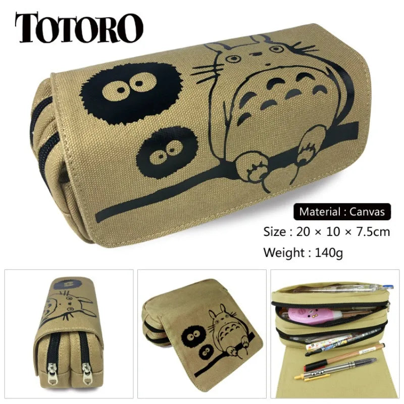 Anime Cartoon Pencil Case Waterproof Canvas Pen Bag Stationery Organizer