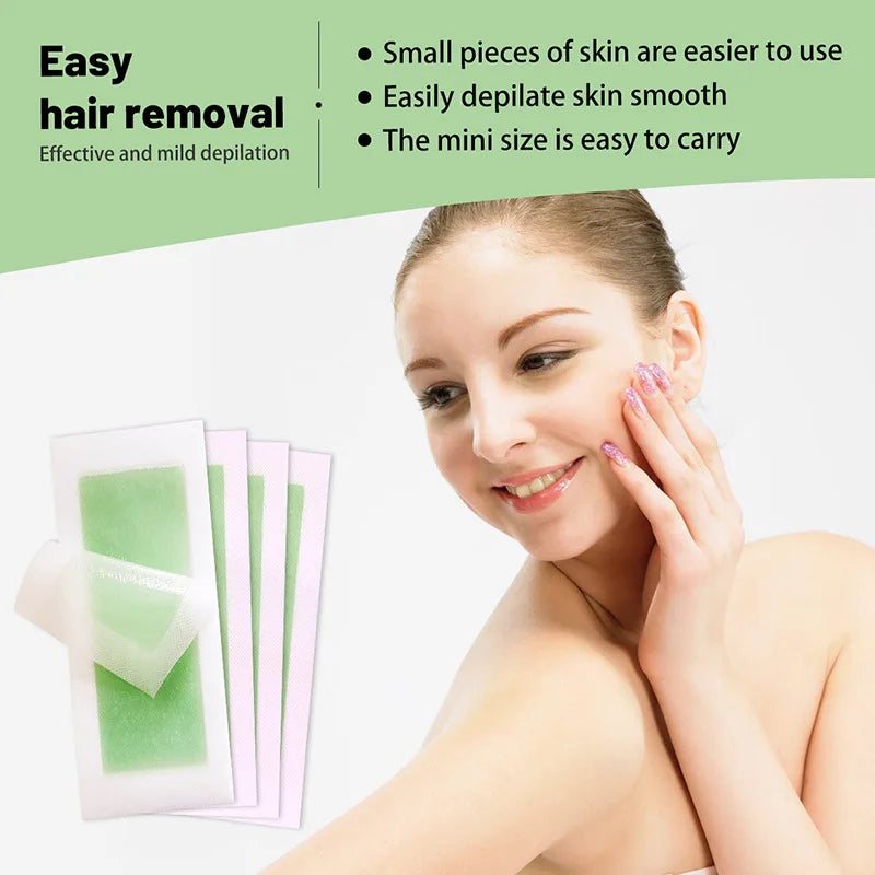 Painless Hair Removal Strips Kit for Face, Eyebrows, Arms & Legs - Quick & Gentle