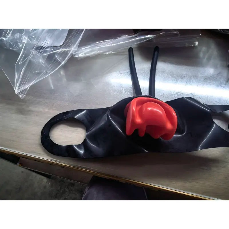 Natural Latex Mask with Braces and Long Nose Tube - Customizable Colors