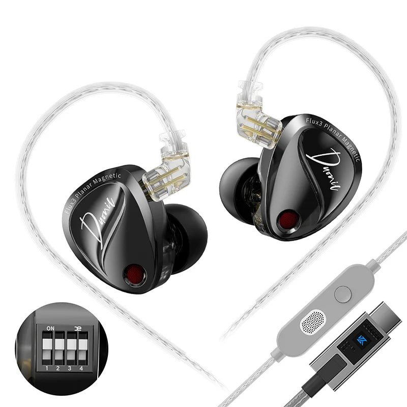 High-Fidelity In-Ear Monitors with Triple Magnetic Planar Drivers and Dual Microphone, Wired Earphones for Professional Use