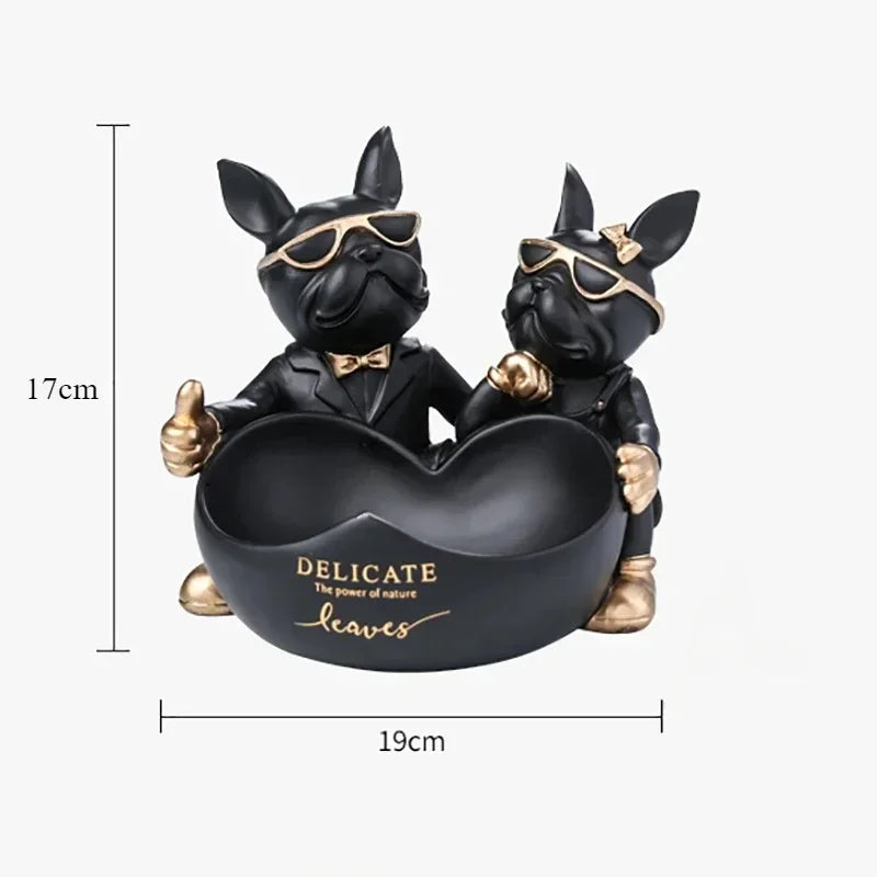 Resin Love Bulldog Figurine with Storage - Animal Sculpture Home Decor