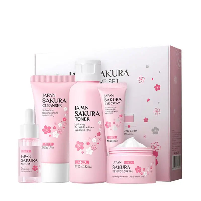 Facial Care Set with Cleanser, Toner, Serum, Eye Cream & Face Cream - Travel Size