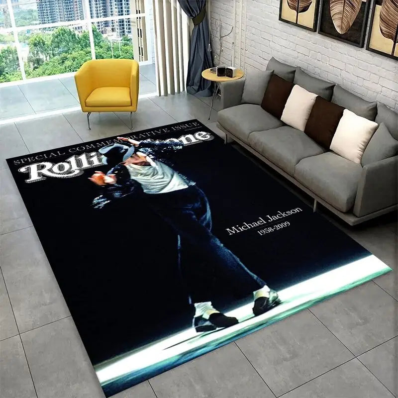 Retro Michael Jackson King of Pop Area Rug Non-Slip Floor Mat for Living Room Bedroom