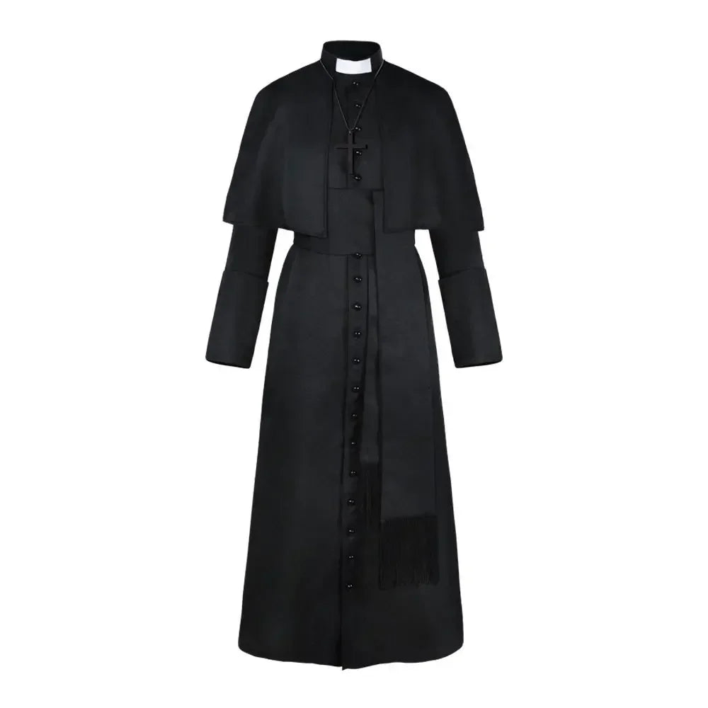 Medieval Priest Costume for Halloween Cosplay Solid Color Spiritually Inspired Party Outfit