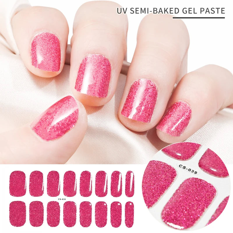 Semi-Cured Nail Art Sticker Full Cover Gel Decal for Manicure - Assorted Patterns