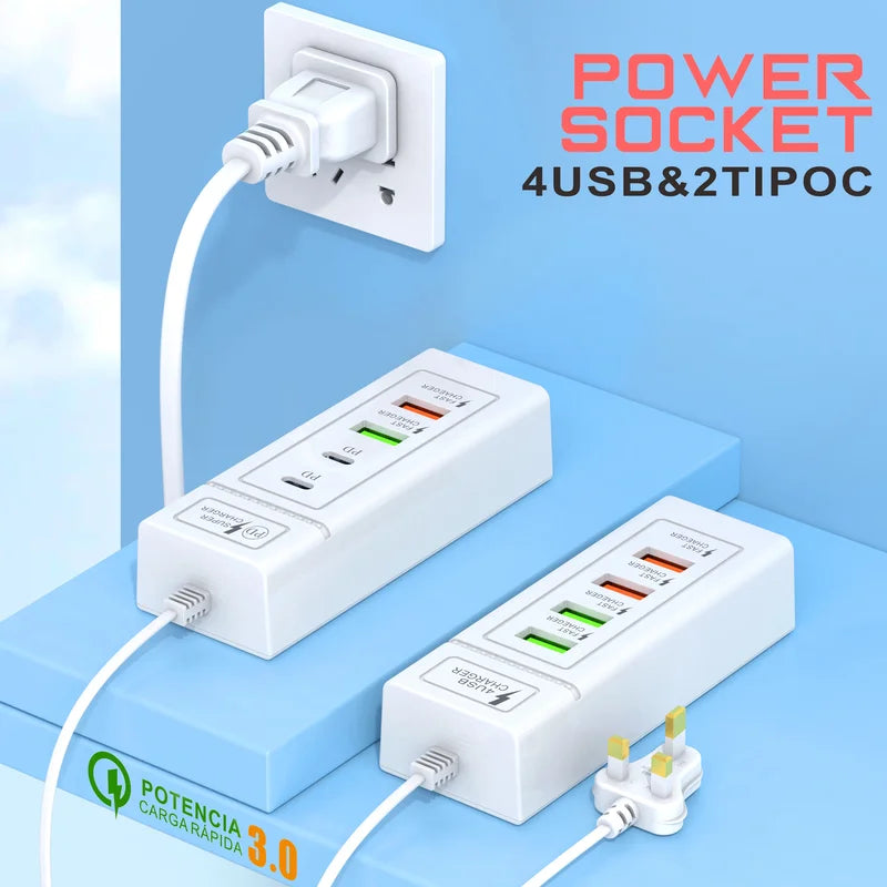 4 Ports USB C Wall Charger Fast Charging Power Adapter for Smartphones