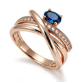 Unisex Rose Gold Cross Ring with Blue Zircon for Women Men Jewelry Gift